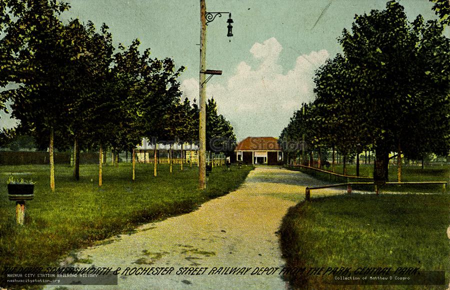 Postcard: The Dover, Somersworth & Rochester Street Railway Depot from the Park, Central Park